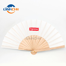 Personalized wooden silk portable hand fan with custom logo